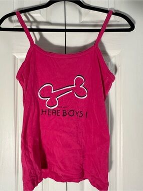 Vintage David and Goliath Pink Graphic Spaghetti-Strap Tank Top - 'Here Boys!'